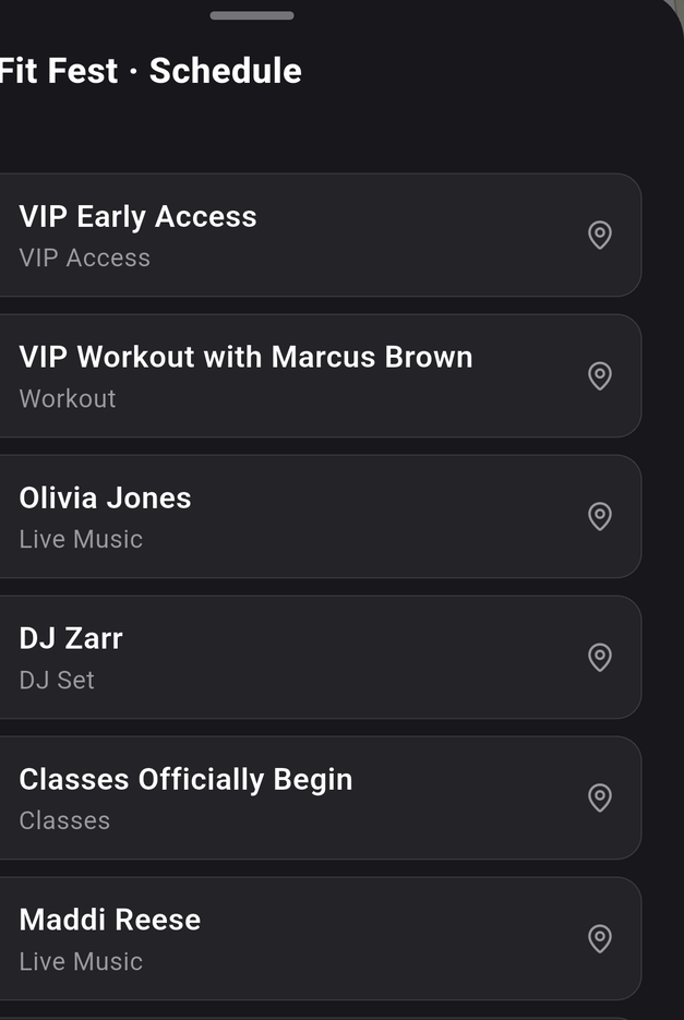 The schedule list