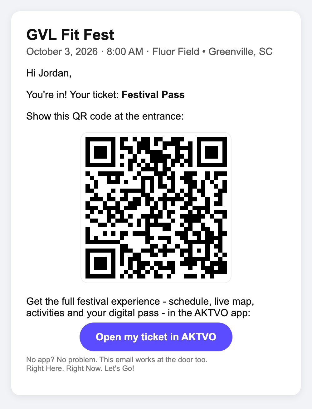 The confirmation email